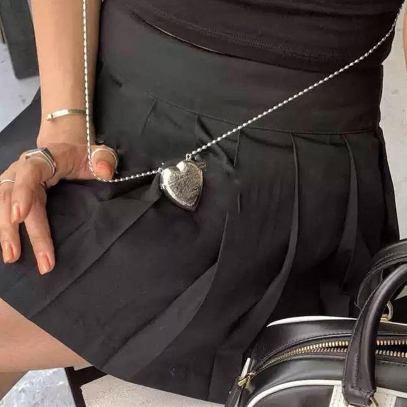 Trendig Lång Kedja Axelväska Kärlekshjärta Formad Hänge Halsband Justerbar Längd Choker Smycken för Modeälskare