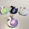 Keychain Pendant Gradient Swan Shape Bag Pendant with Metal Buckle Imitation Leather Access Card