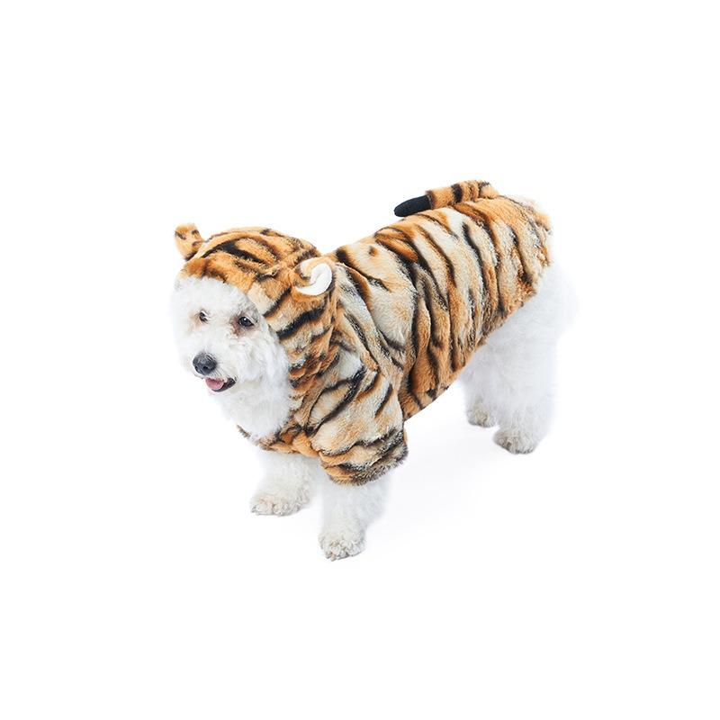 New Pet Clothing, Tiger Print Transformation Costume, Halloween Puppy Costume, Autumn and Winter Two-legged Cat Funny Costume