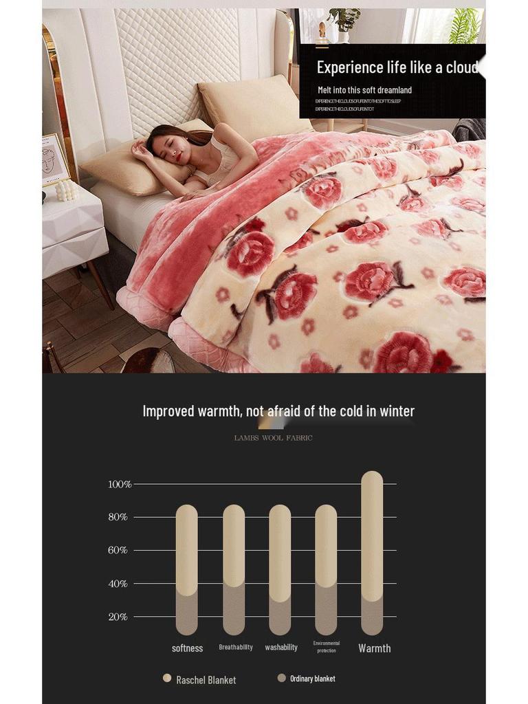 Doppellagige verdickte Raschel-Winterdecke - Ultraweiche Decke für Haushalt & Hochzeitsgeschenk