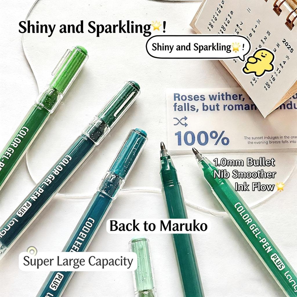 Set of 6-24 Metallic Glitter Gel Pens 1.0 mm Color Ballpoint Pen Book Card Long Lasting Writing Drawing Marking Coloring DIY Art
