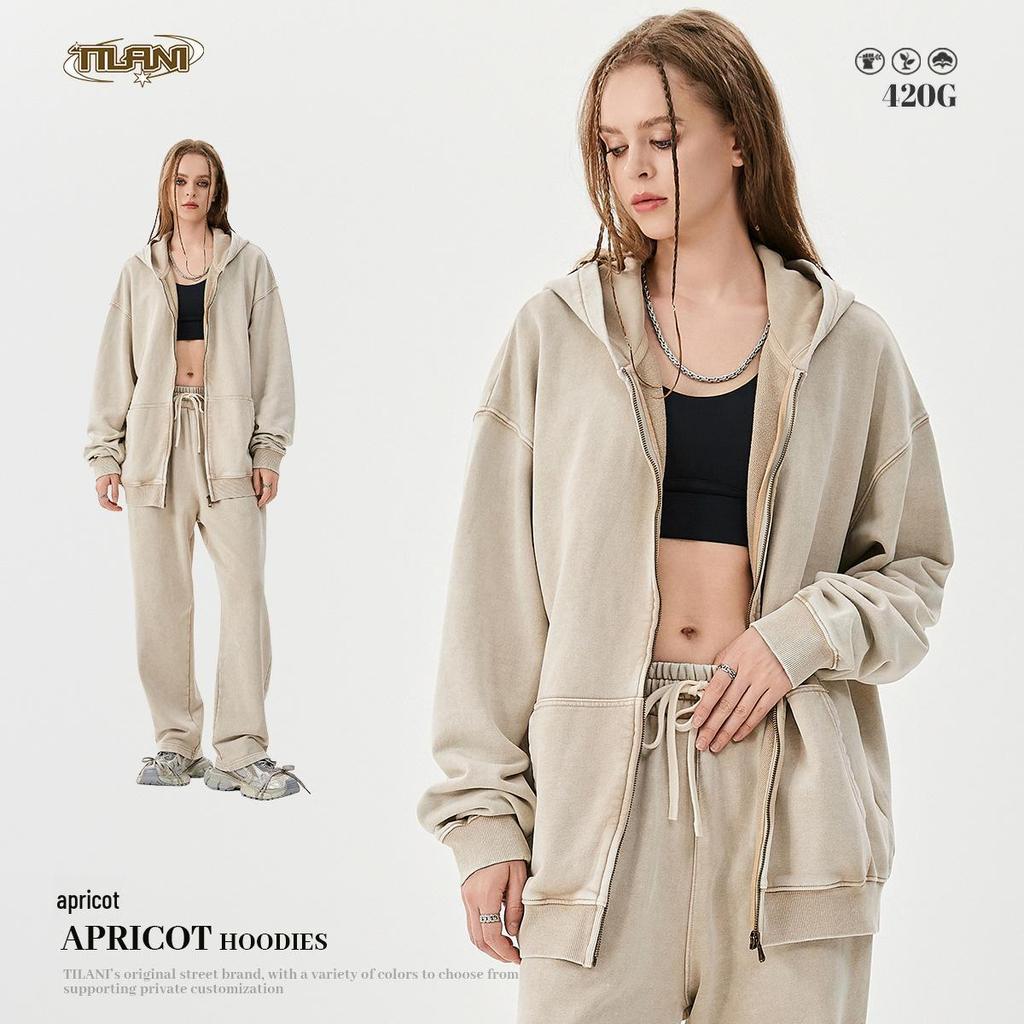 TILANI Unisex Water Batik Heavy Terry Zip Hoodie - Casual Sweatshirt Jacket