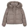 Winter fur collar hooded short cotton clothes women's loose drawstring waist bread clothes thickened warm cotton clothes