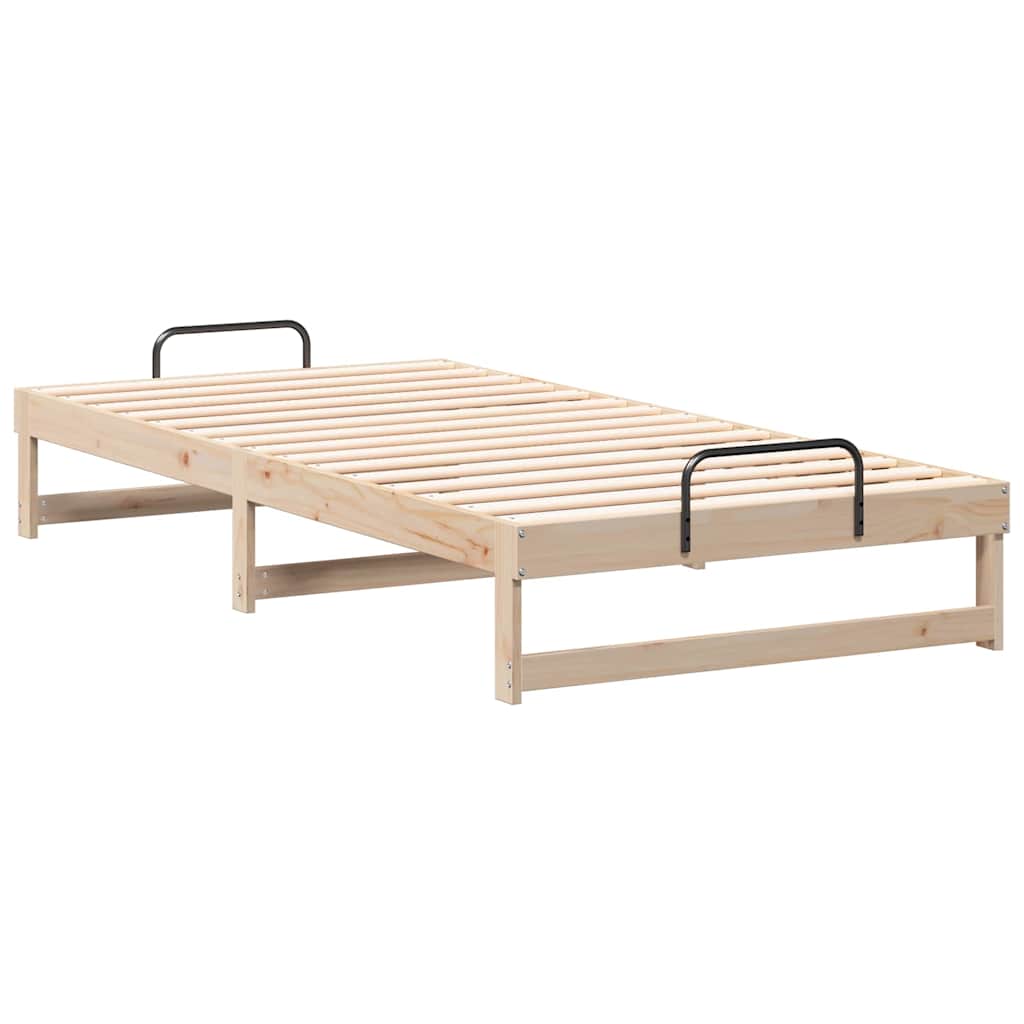 Brown Bed Frame 100 x 200 cm Solid Pine Wood