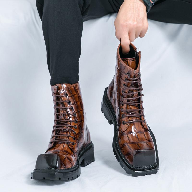 Men's Cross-Border High-Top Leather Boots - Large Size, Autumn/Winter 2025, New Workwear & British Martin Style