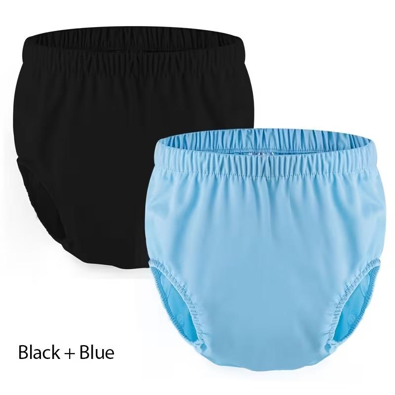 Waschbare, auslaufsichere Inkontinenzunterwäsche für Erwachsene - Wasserdichte Stoffwindelhosen für ältere Männer und Frauen XS (Waist: 50-70 cm, Weight: 25-35 kg) blau/schwarz