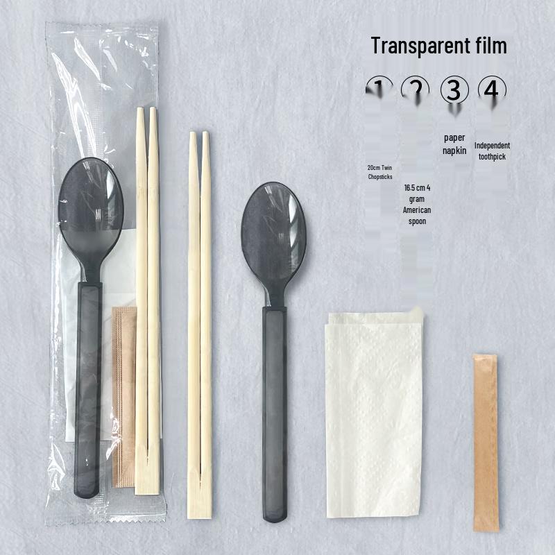 Miaoyunuo Disposable 4-Piece Cutlery Set with Bamboo Chopsticks and Spoon