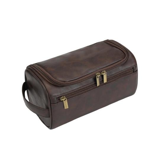 

Косметичка Большая вместимость для хранения Широкое открытие Простой стиль Дорожная косметичка Контейнер для туалетных принадлежностей Органайзер для деловых поездок темно-коричневого