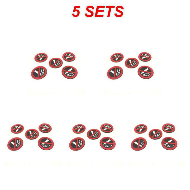 1/5SETS No Smoking In Car Car Sticker Car No Smoking Reminder Clear Markings Black Red 4.7g/1 Piece Car Interior Accessories