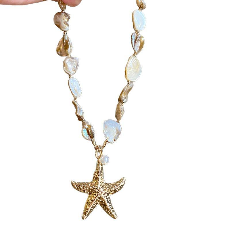 Seestern Muschel Halskette – Strandurlaub Stil Schlüsselbein Kette, Europäisches & Amerikanisches Mode Accessoire.