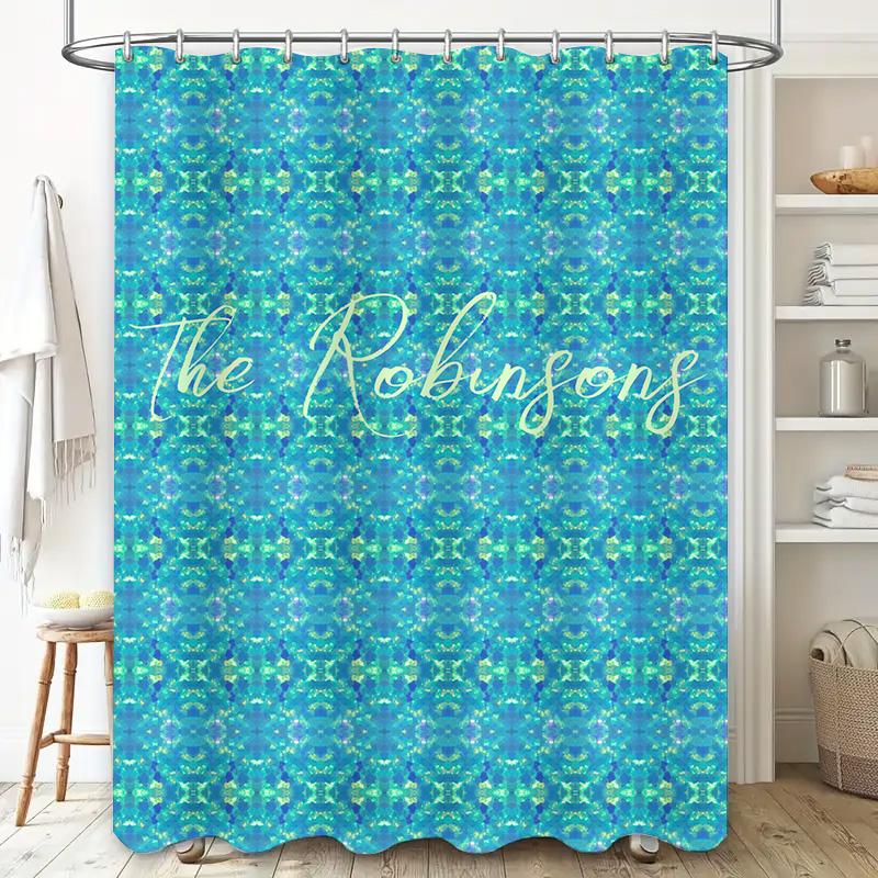 Personalized Shower Curtain Set with Custom Name Water-resistant Printed Fabric for Bathroom Decorations Easy Installation in Mu