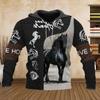 Vintage Horse 3D Print Harajuku Street Sports Men's Sweatshirt Fall Outdoor Climbing Running Long Sleeves Blouse Men's Hoodies