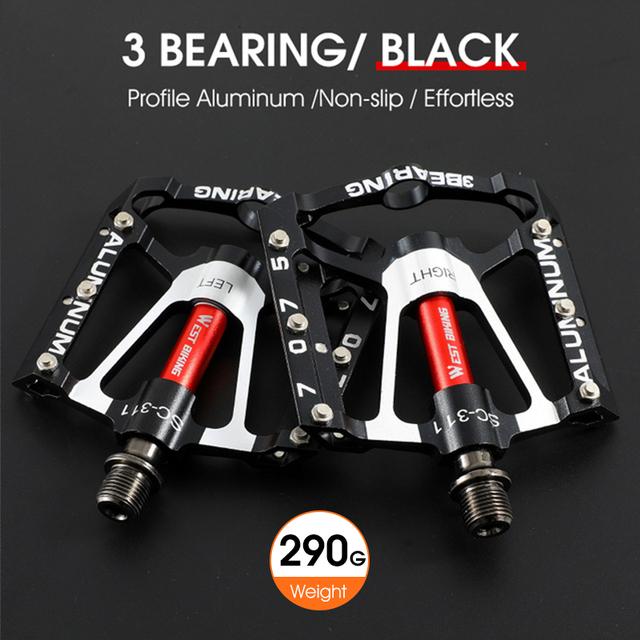 WEST BIKING Bicycle Ultralight Pedal 3 Bearing Pedals Aluminum Alloy CRMO Cycling Footboard for BMX MTB Bike Pedals Accessories