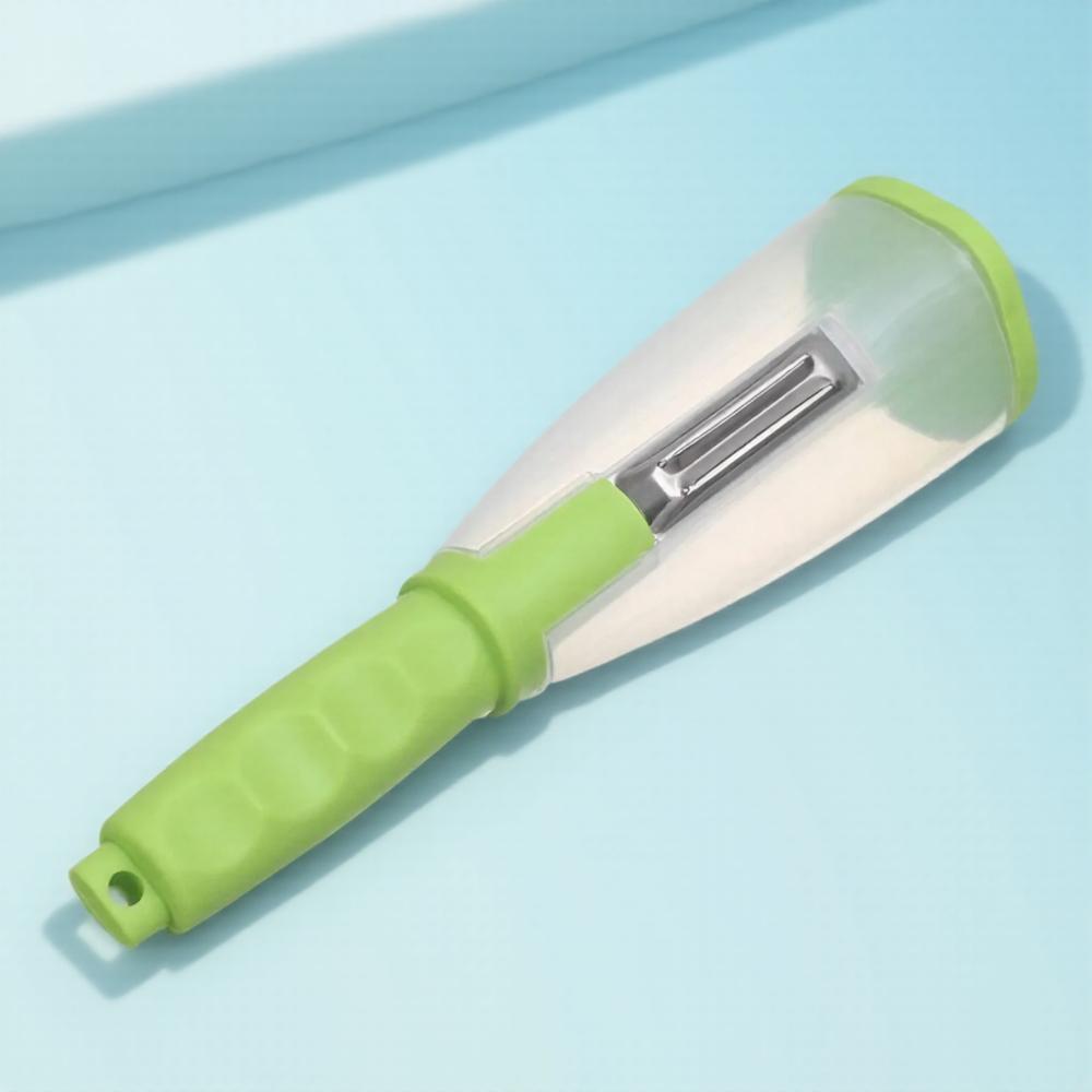 

Kitchen Fruit Vegetable Peeler Knife with Storage Tube Durable Scraper Tool for Easy Citrus and Veggie Peeling Kitchen Supplies зелёный