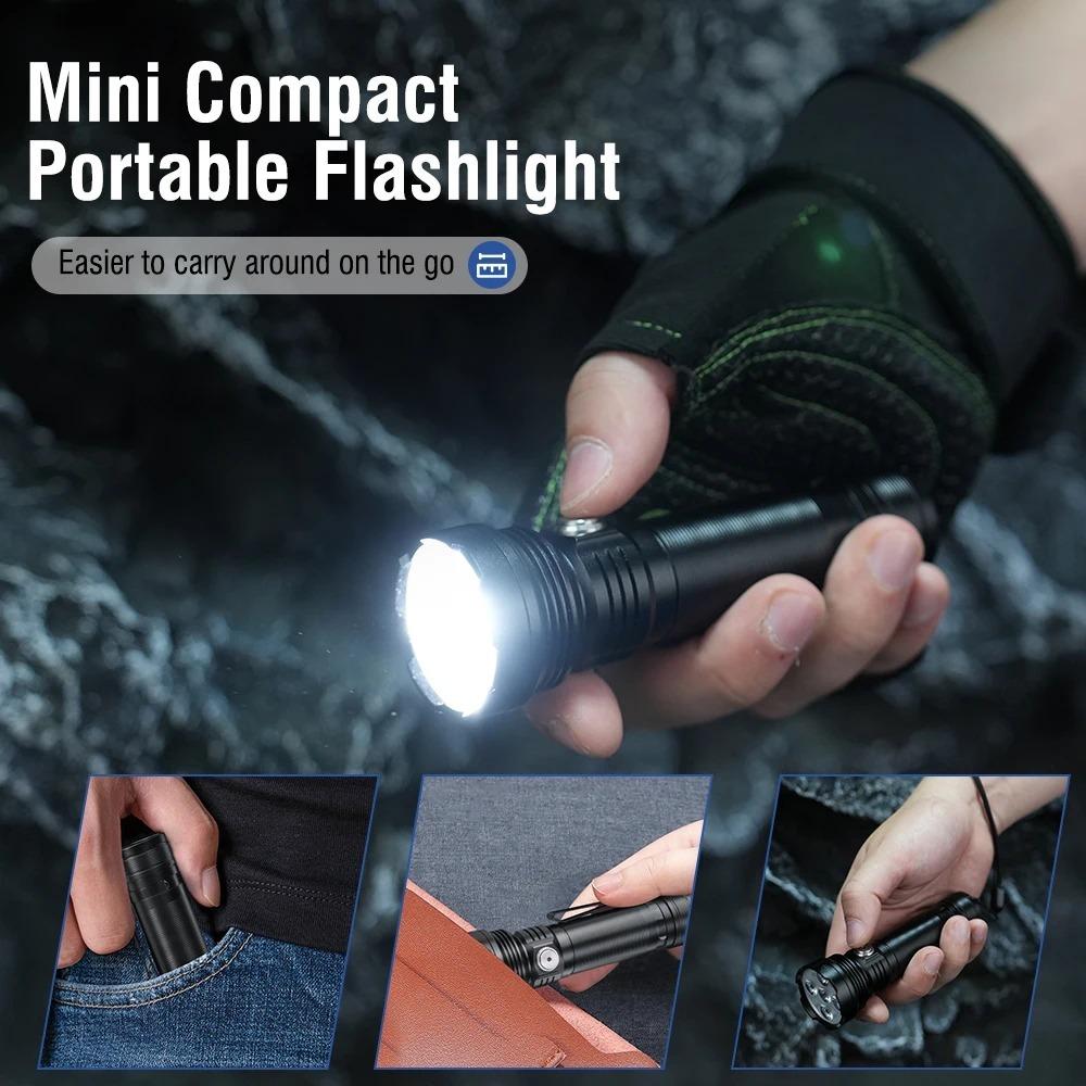 Super Bright 5*LED Flashlight 2500LM Aluminum Alloy Type-c Rechargeable Torch Waterproof Camping Fishing Lantern