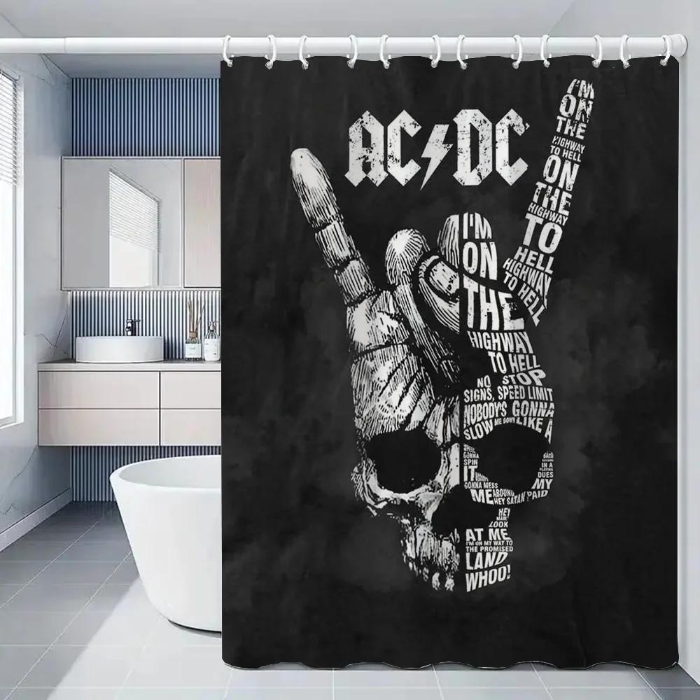 

Rock-ACDC Shower Curtain for Bathroom Accessories Folding Partition Bath Curtains Bedrooms Waterproof Fabric Things the Set Ho 150x180cm