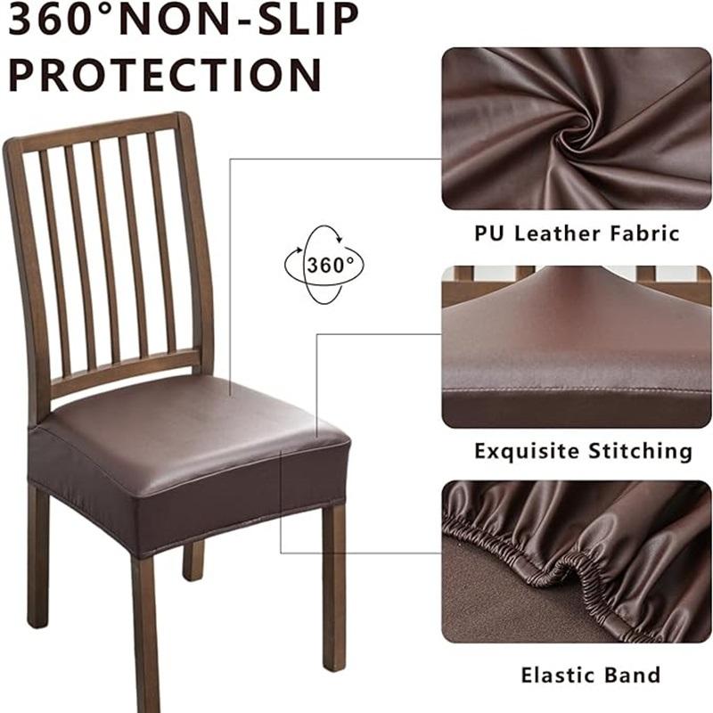 1./2Pcs Waterproof Pu Leather Chair Seat Cover Elastic Dining Chairs Covers High Quality Chair Case For Banquet El Wedding