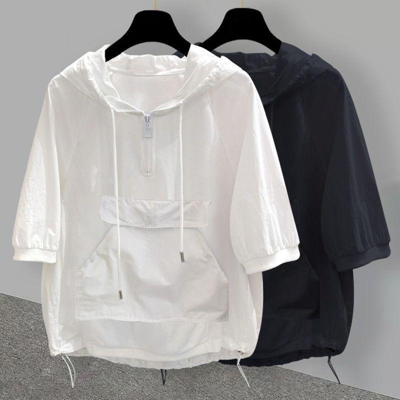 Hooded Short-sleeved T-shirt Men's Trendy Loose Work Clothes Splicing Niche Shirt