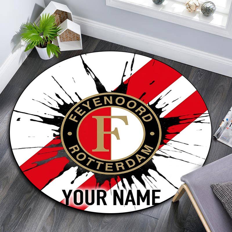 Custom Name Feyenoord Rotterdam2 Round Area Rug,Carpet Rug for Living Room Bedroom Sofa Playroom Decor,Non-slip Floor Mat