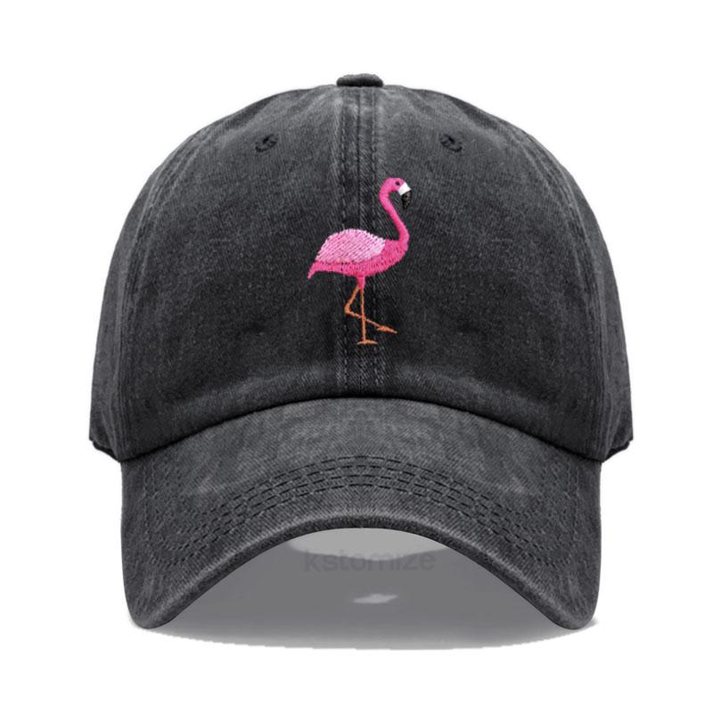 Animal Embroidery Flamingo Baseball Caps For Men Women Retro Soft Washed Cotton Dad Hat Snapback Cap Dropshipping