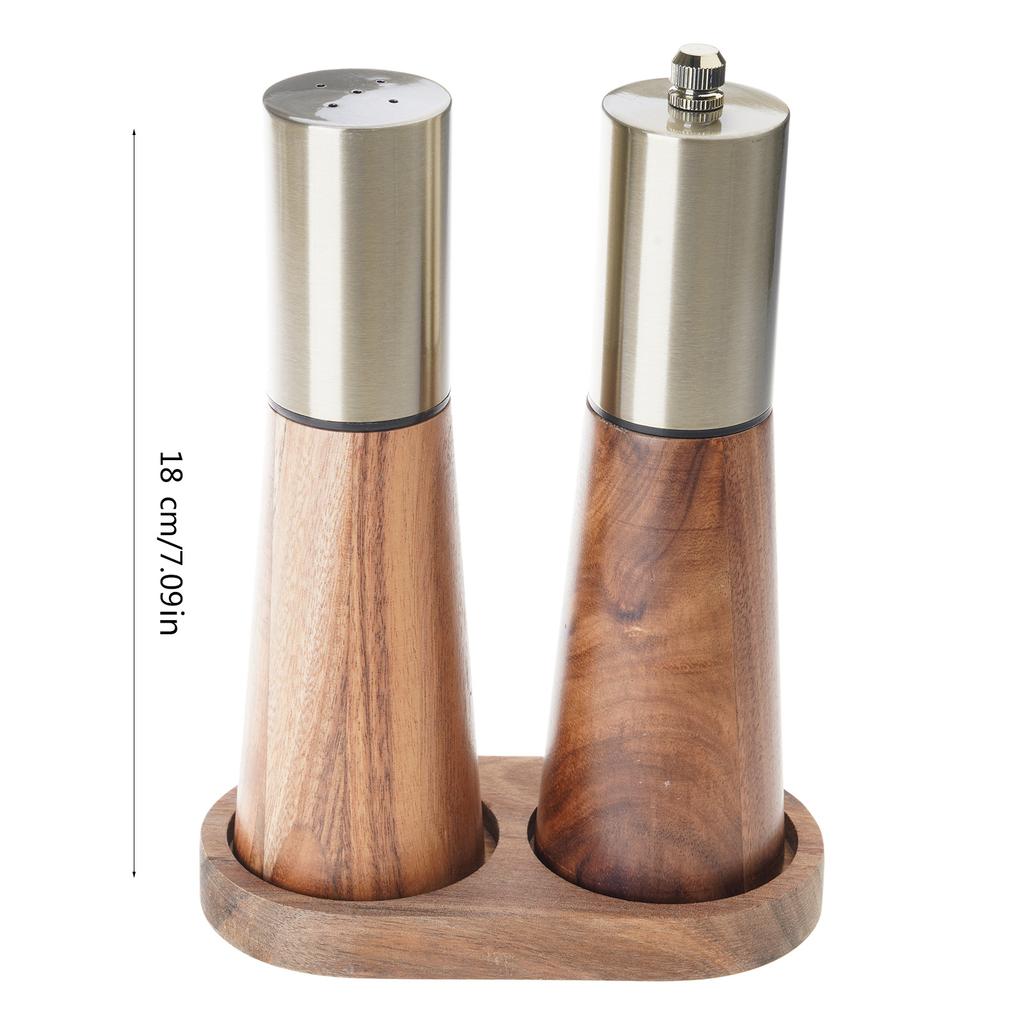 Durable Salt and Pepper Grinder Set with Base Holder Coarse Salt and Pepper Mill Wood Material Salt and Pepper Mill Set