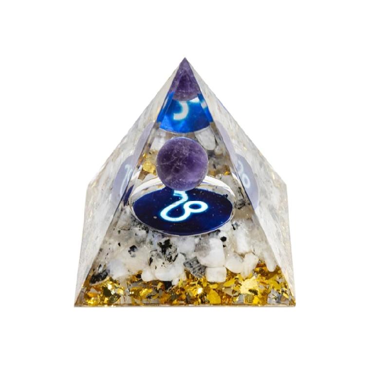 12 Zodiacs Orgone Crystal Pyramid,Amethysts Obsidians Healings Crystals Pyramid Constellations Pyramid for Money Health