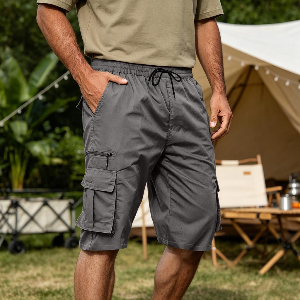 Men's Casual Loose Fit Cargo Shorts with Multiple Pockets, Lightweight Cotton Work Shorts for Summer Outdoor Hiking Activities
