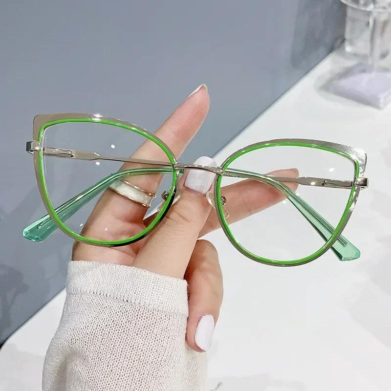 Anti Blue Light Cat Eye Glasses Women Designer Oversized Optical Frames Clear Eyewear Trendy