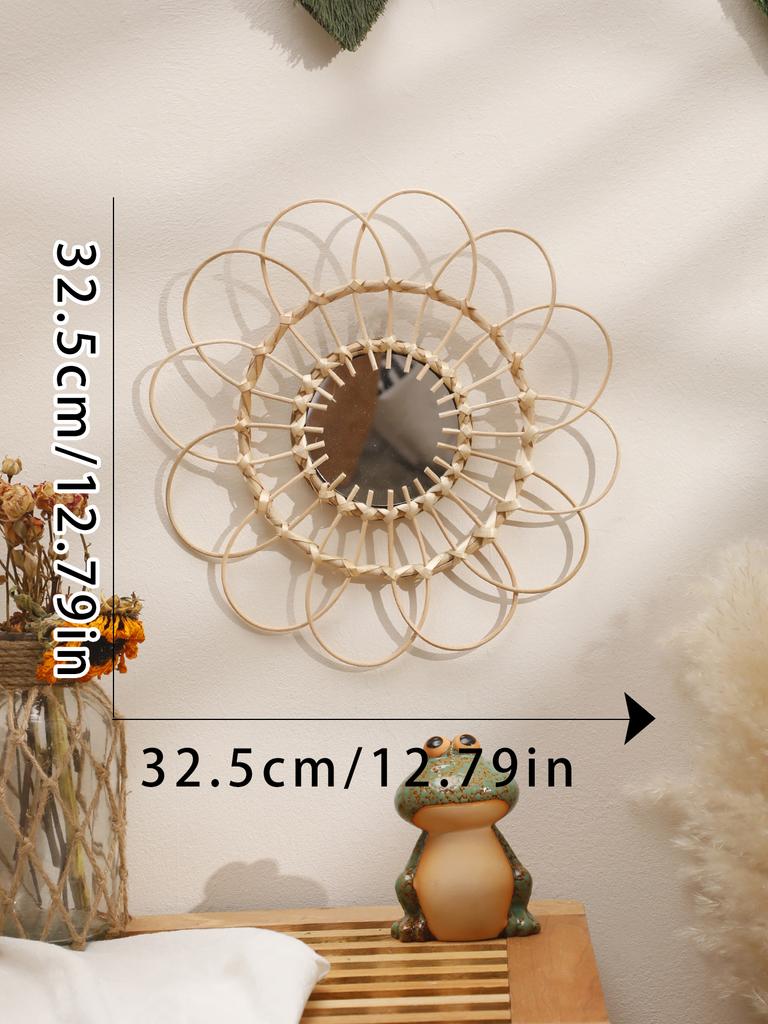 Dekorativer Spiegel, handgewebte Wandkunst, Wandspiegel, handgefertigter Spiegel, Wanddekoration, Raumdekoration, Ästhetik für Schlafzimmer, Wohnzimmer, Geschenk