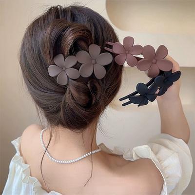 1 Peça Presilha de Cabelo Garra em Forma de Flor Fosca Versátil Acessórios de Cabelo Florais Grampo de Cabelo Barrettes Para Mulheres
