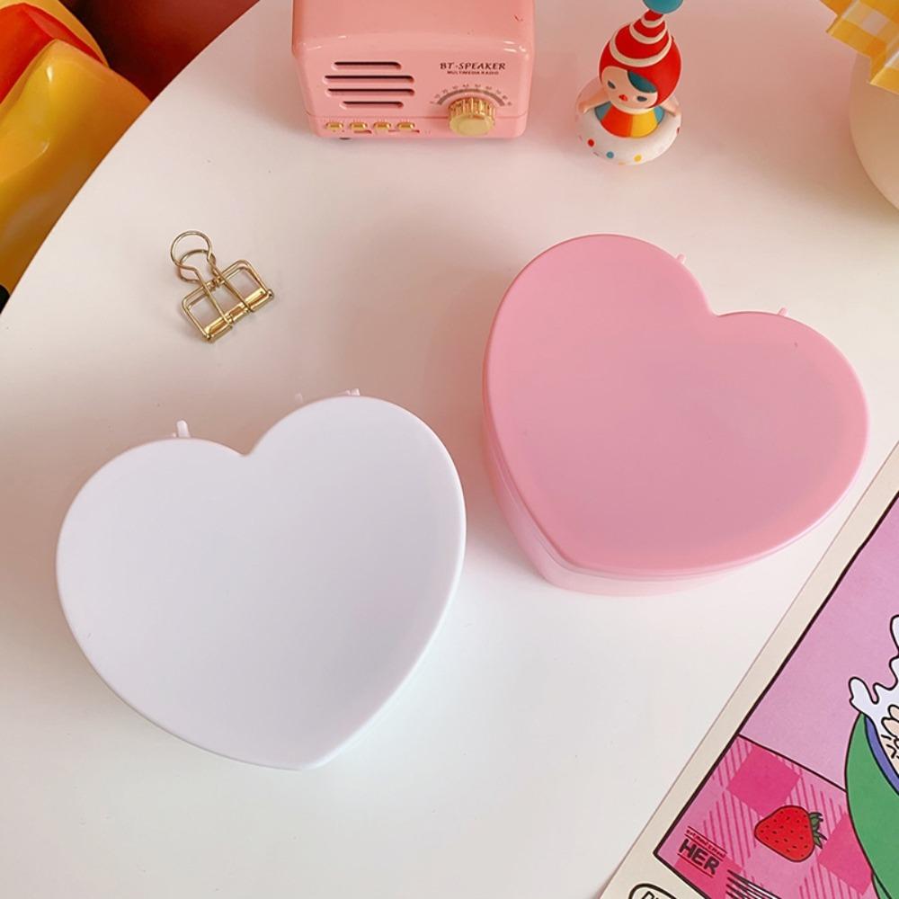 Heart Shape Jewelry Box with Mirror Double Layer Jewelry Case Boxes Portable Solid Color Jewelry Organizer Display