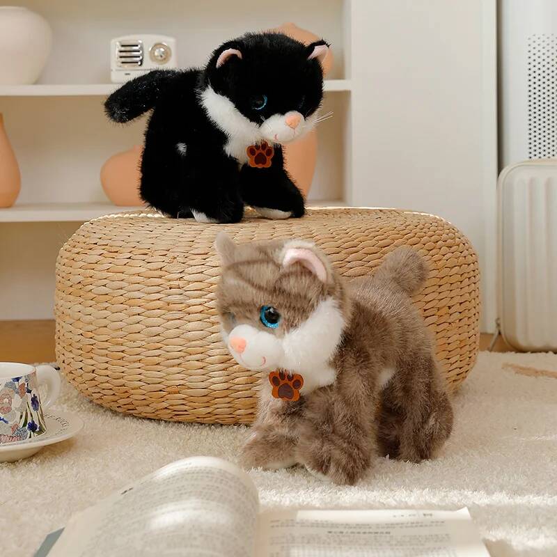 20cm Lifelike Big Eyed Cat Plush Toy Soft Stuffed 4 Colour Realistic Cat Plush Doll Girls Valentine's Day Gift Kid Birthday Gift