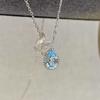 Hui Zhiyi S925 Silver Topaz Butterfly Necklace – Light Blue Teardrop Pendant