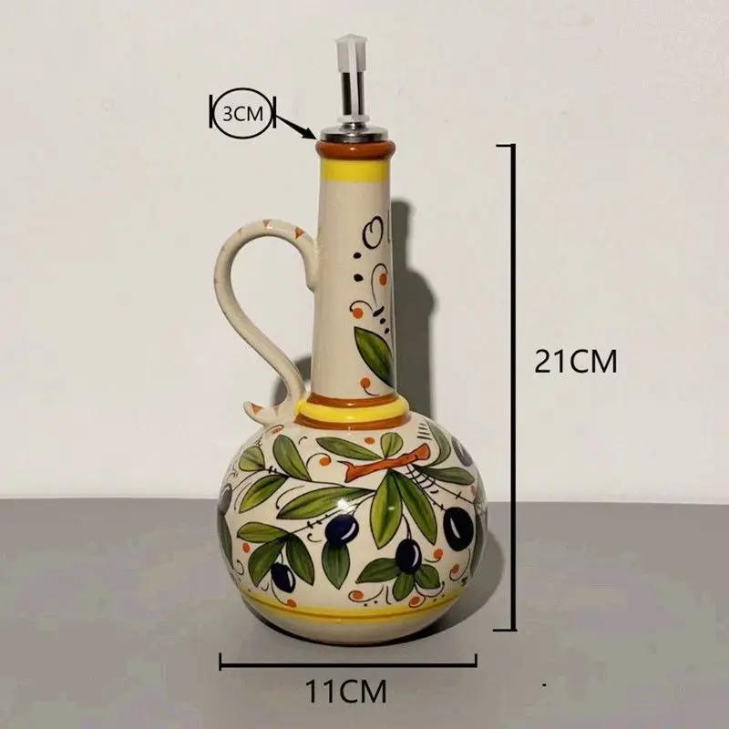 Ceramic Environmental Protection Olive Oil Bottle Oil Vinegar Bottle Kitchen Seasoning Drainage Bottle Kitchen Utensils