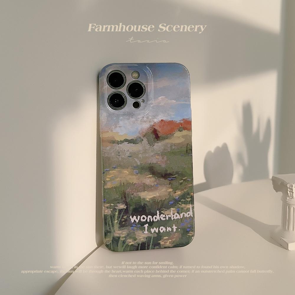 Oil Painting Garden 13 Suitable for Iphone14 Apple Phone Case 11 Premium 12 Philin Shell 15 Promax Niche 16