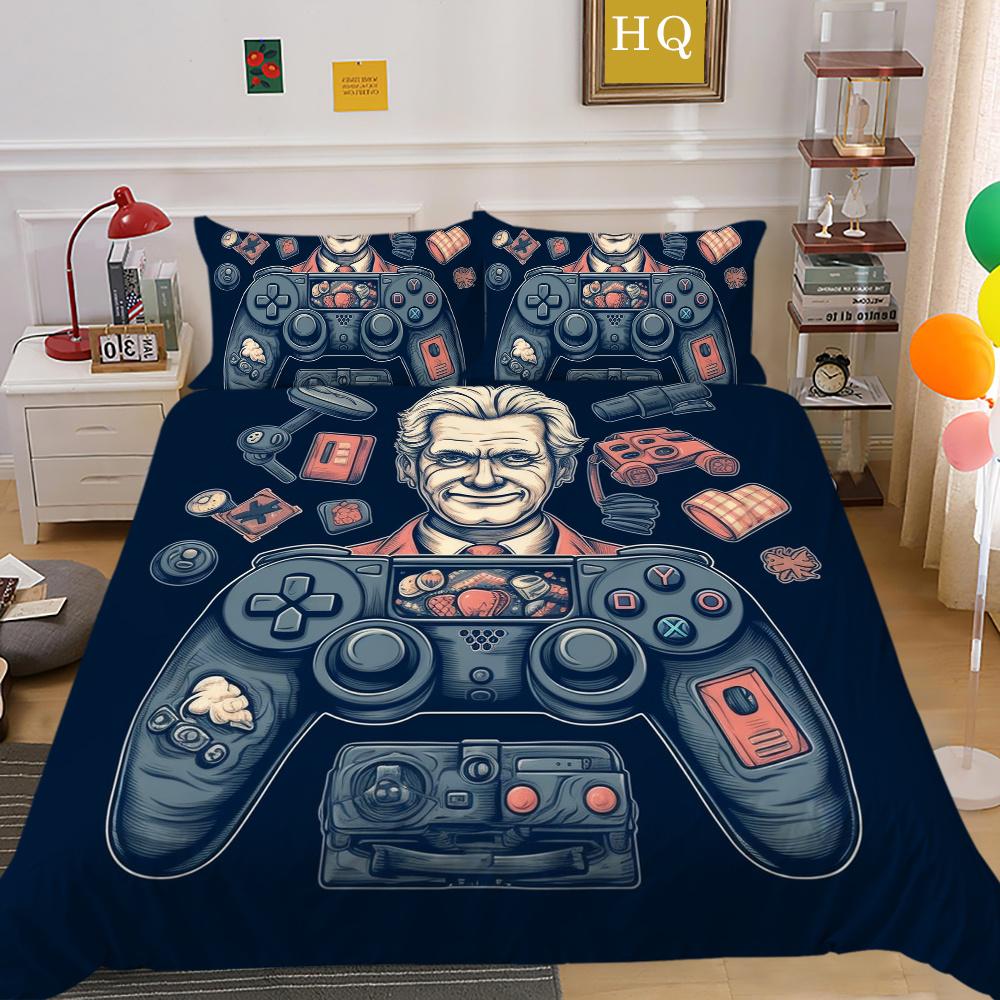 Set de husă de pat cu imprimare pentru consola de jocuri 3D Lenjerie de pat pentru acasă Lenjerie de pat de o singură dimensiune pentru băiat Copil