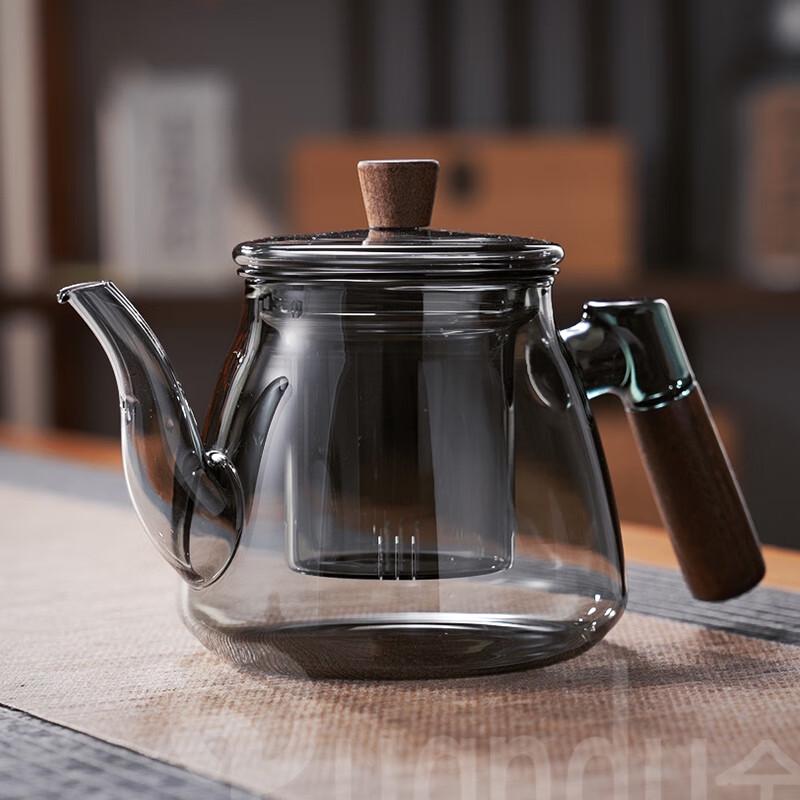 Quandu Heat-Resistant Glass Teapot with Wooden Handle