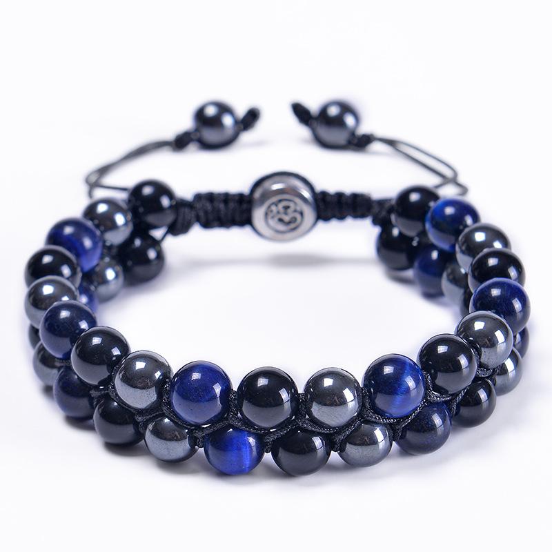 

JYL TS Bracelet Couple s 3-Piece Set Eye Beaded Enhances Love & Luck Blue tiger eye металеві sunburst кольору