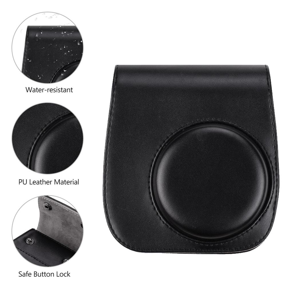 Portable Instant Camera Case Bag Holder PU Leather with Shoulder Strap Compatible with Fuji Mini 11
