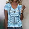 Women's Casual V Neck Short Sleeve T Shirt Oktoberfest Print Top Lightweight Comfortable Summer Tee for Everyday Wear