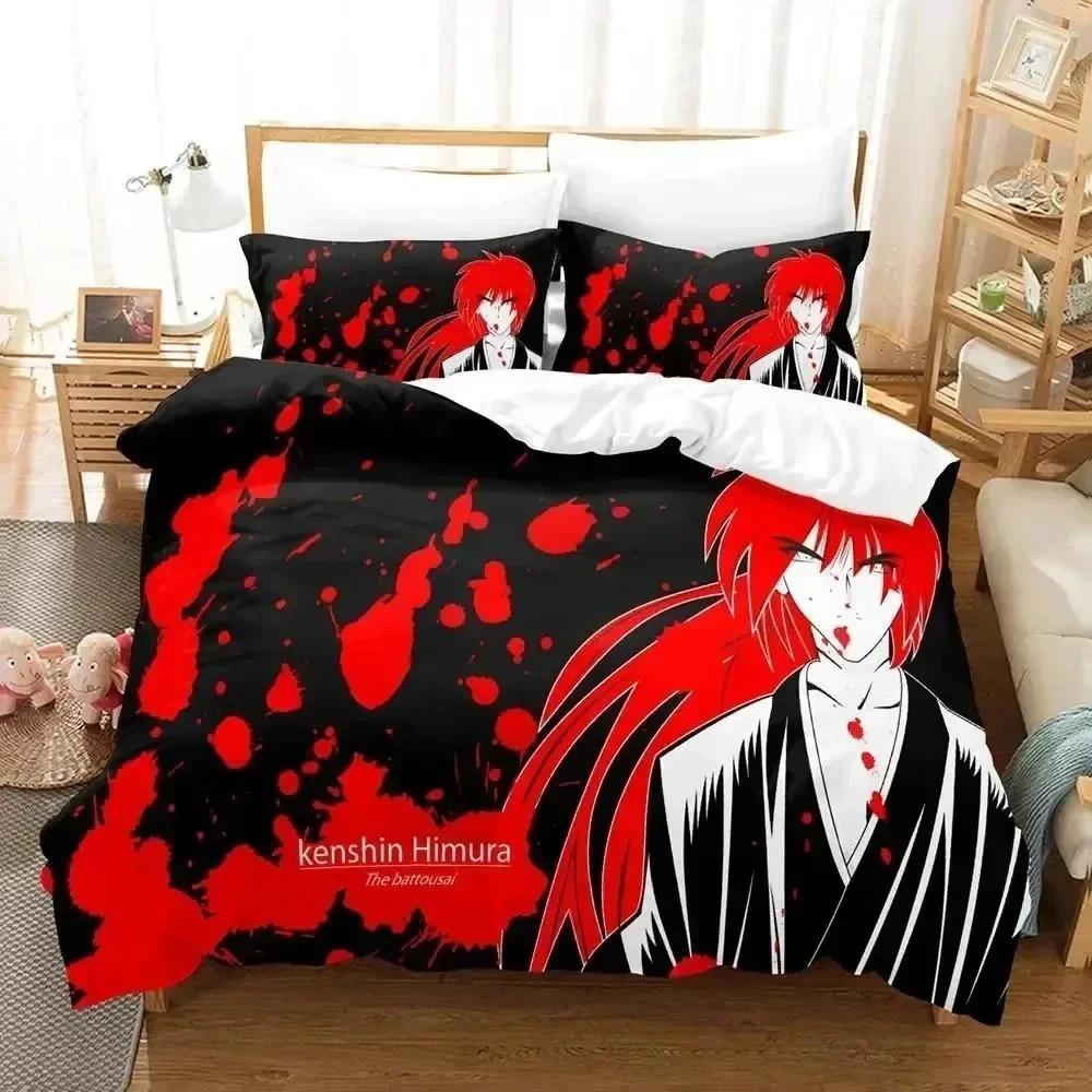 Comforter 3D Print Anime Rurouni Kenshin Bedding Set Bed Set Queen Boys Adult Bedding Set