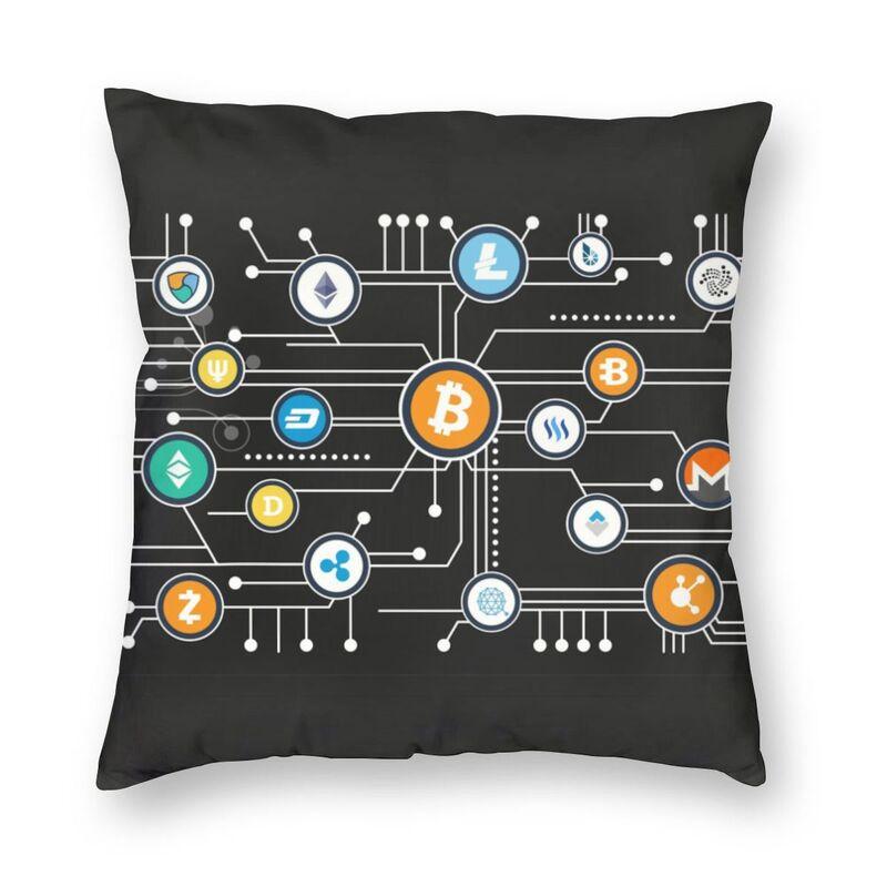 Bitcoin Cryptocurrency Square Throw Pillow Cover Decoration Print Ethereum Blockchain Btc Cryptocurrency Cushion Cover for Sofa