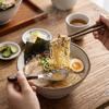 Wood Grain Handle Stainless Steel Spoon Japanese Style Two-Piece Tableware  Utensil Storage
