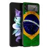 Phone Case for Samsung Galaxy Z Flip 3 4 5 6 7 Folding Black Shell For Samsung Z Flip4 Flip5 PC Hard Cover Large Brazil Flag