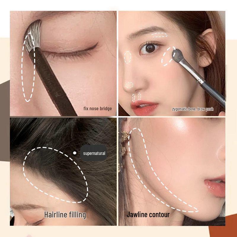 Mijoqo Four-Color Contouring Powder: Natural Highlighting & Shading Kit for V-Face and Nose.