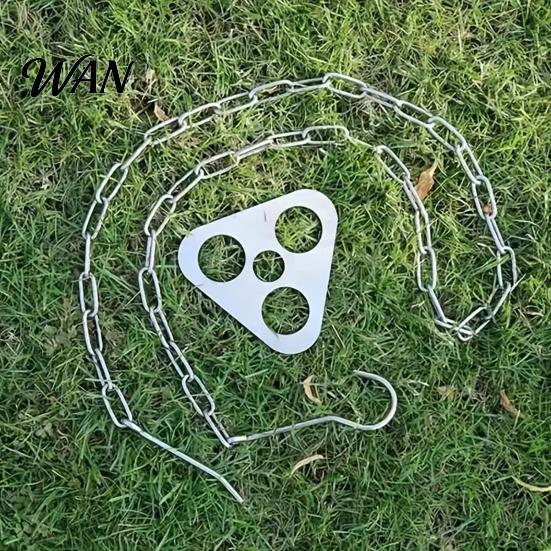Portable Campfire Tripod Board with Chain, Turn Branches into Tripod, Stainless Corrosion-resistant Accessory Steel Support Plate, Cooking Accessories