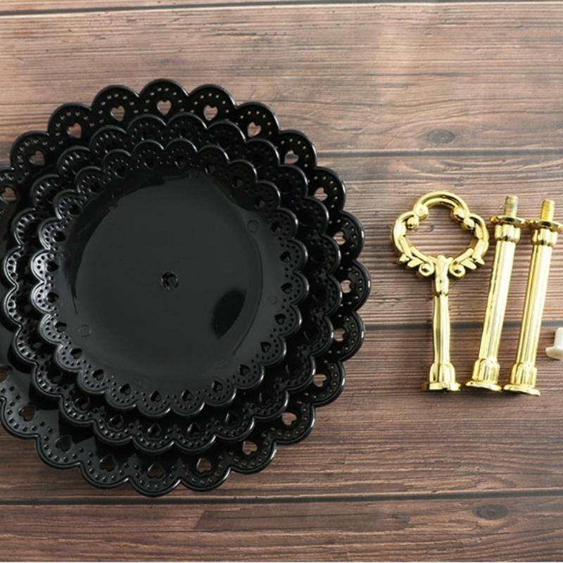 Petal Plastic Fruit Plate Three-layer Snack Rack Dried Fruit Plate Multi-layer Fruit Plate Dessert C