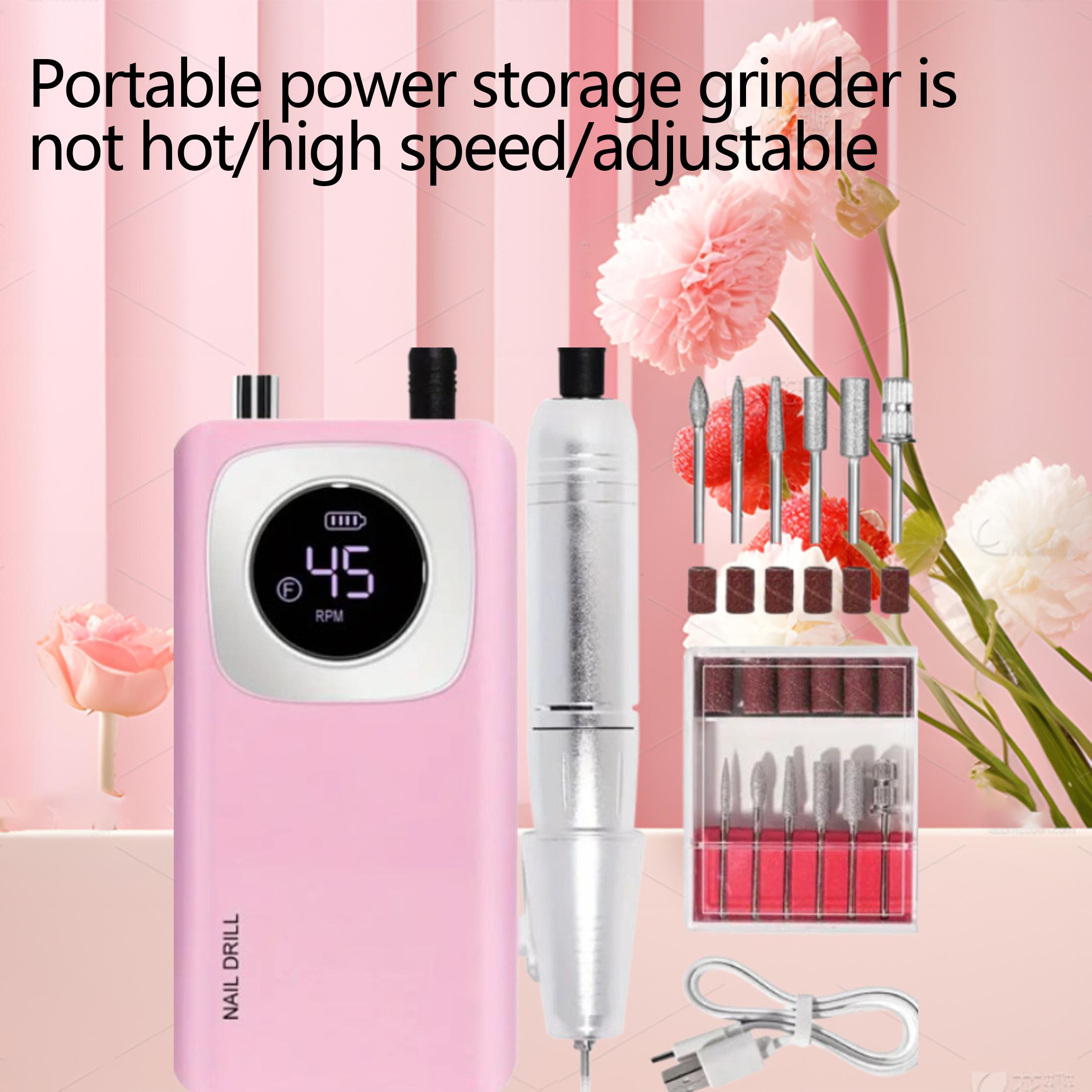 

[Высокоскоростная пилка для ногтей]USB ПерезаряжаемыйЭлектрический набор для пилки для ногтей | Портативный, Салонного качества уход за ногтями для акриловыхгелевых ногтей розовый