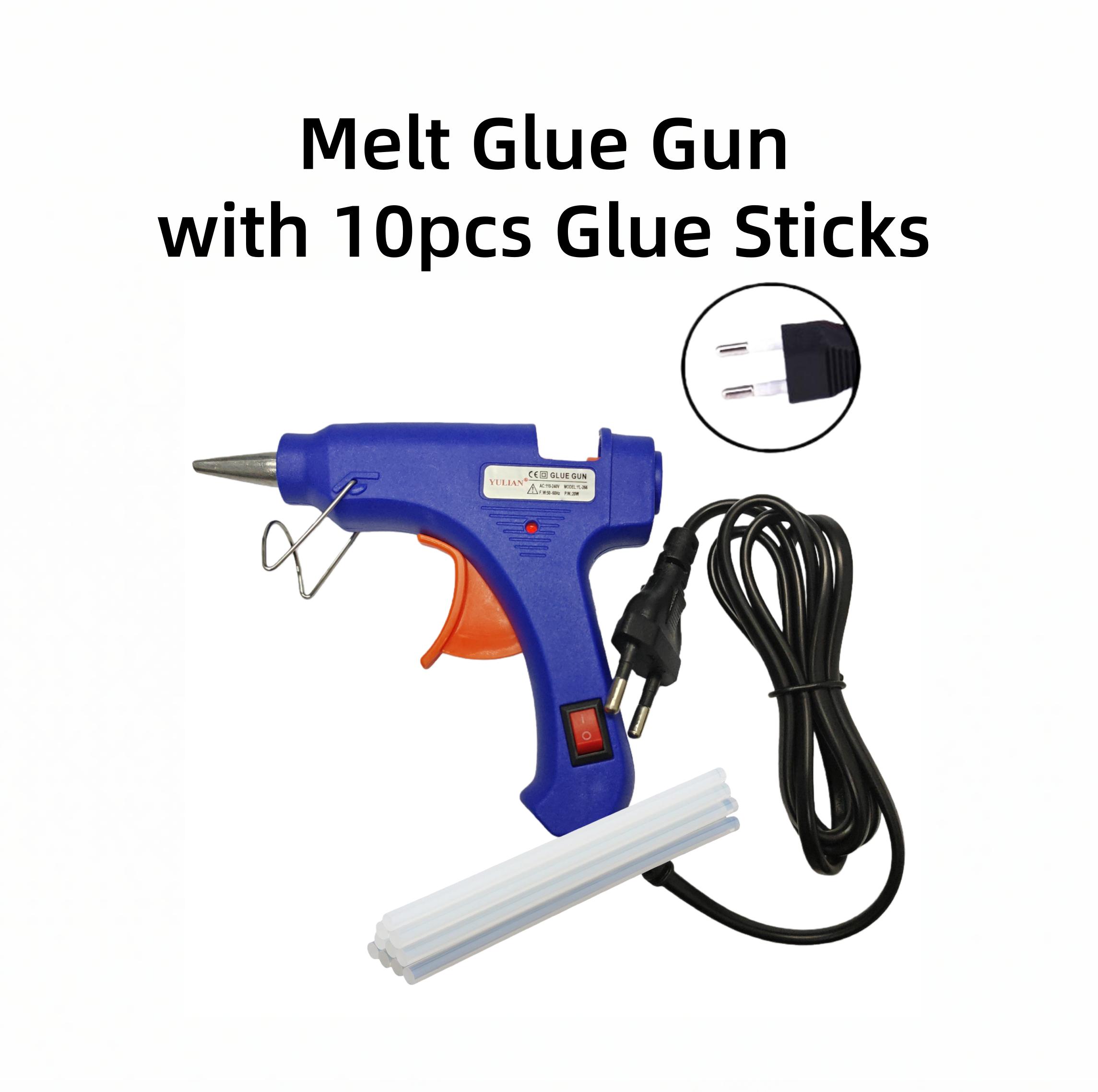 

Міні 20 Вт Клейовий пістолет для гарячого клею з прозорими клейовими стрижнями 7*100 мм для DIY мистецтва, ремесел та швидкого ремонту with 10pcs glue sticks