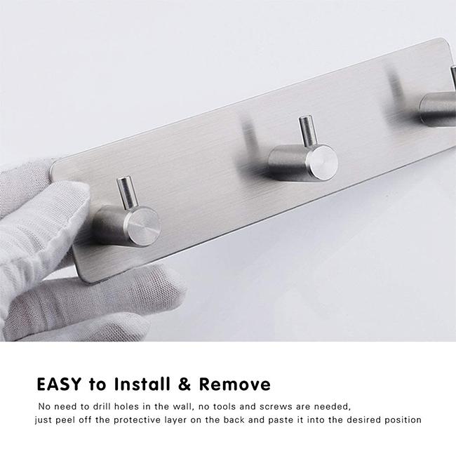 Bath Towel Hook 304 Stainless Steel Wall Hanger Towel Bathrooms Bathroom Mounted Self Adhesive Hooks